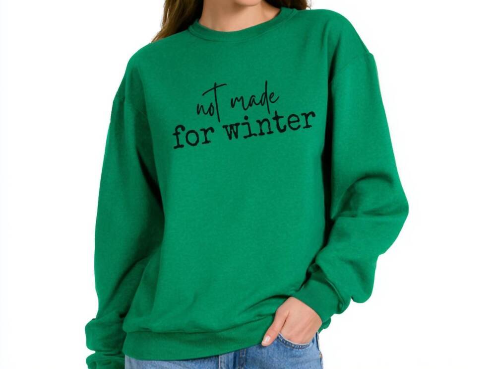 NEW ZENANA not made for winter crewneck fleece sweatshirt in green